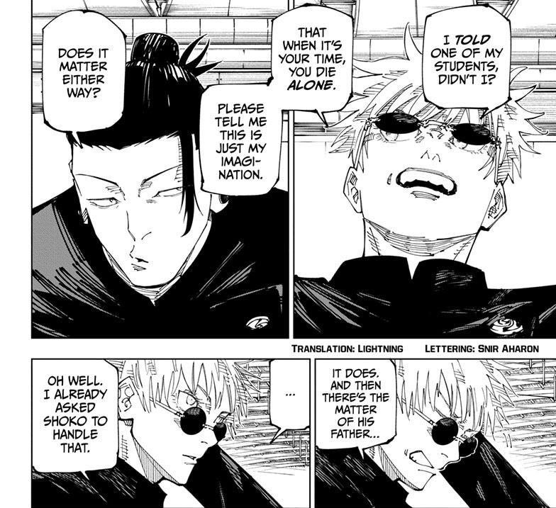 frogojo_'s tweet photo. how lonely was gojo to tell megumi that when you die you die alone and then be irritated that he was wrong and hoping it was just his imagination when he died because he didn’t think there’d be anyone waiting for him https://t.co/2jM0ejJkcu