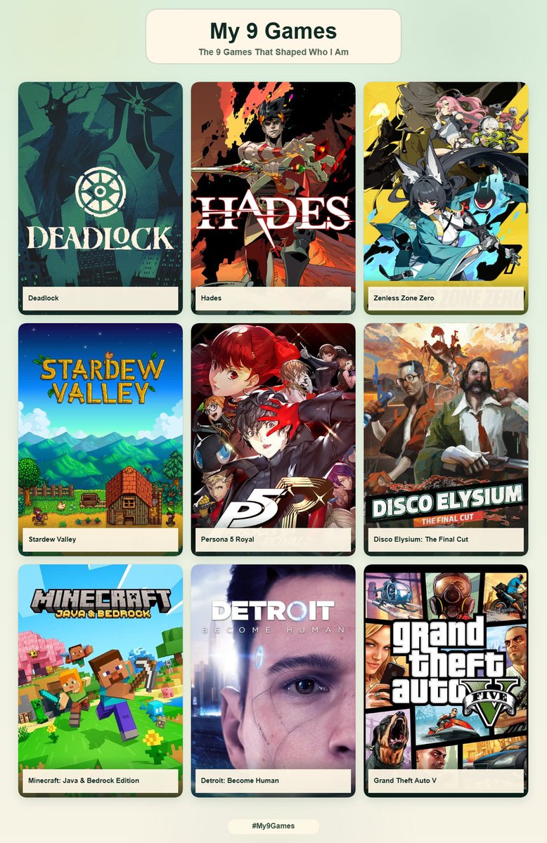 B1N_R10's tweet photo. My 9 Games (Mas Normie que nunca) https://t.co/OHwGCii6jf