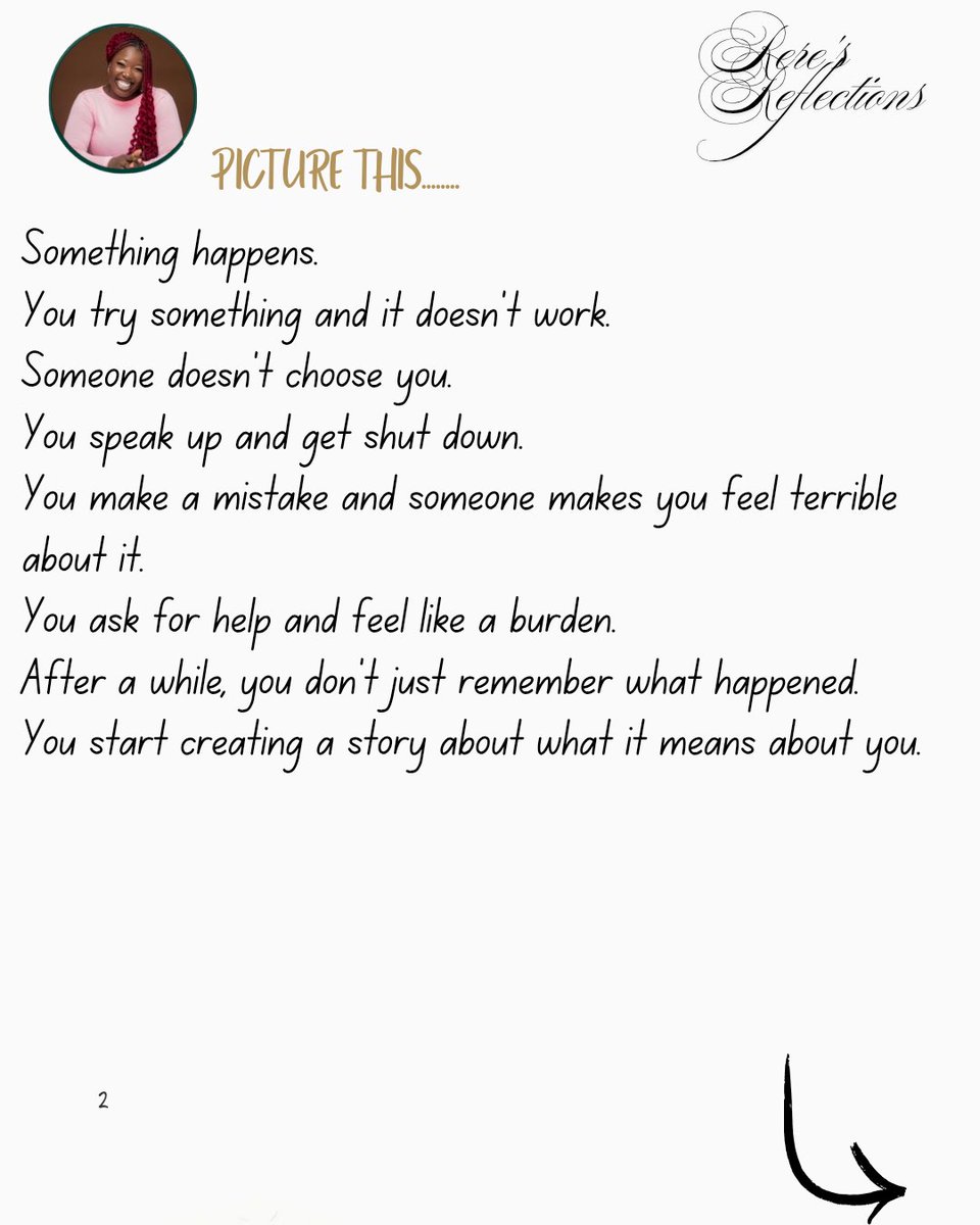 Oluwaranti12974's tweet photo. Sometimes one experience becomes a belief.
And then we carry that belief into places where it no longer belongs.
Maybe it's time to question some of ours.
πΏ Day 17/100
#100DaysToMeetMyself #SelfDiscovery #MyStory https://t.co/u8yGWcjTg9