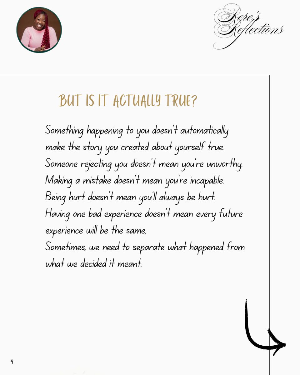 Oluwaranti12974's tweet photo. Sometimes one experience becomes a belief.
And then we carry that belief into places where it no longer belongs.
Maybe it's time to question some of ours.
πΏ Day 17/100
#100DaysToMeetMyself #SelfDiscovery #MyStory https://t.co/u8yGWcjTg9