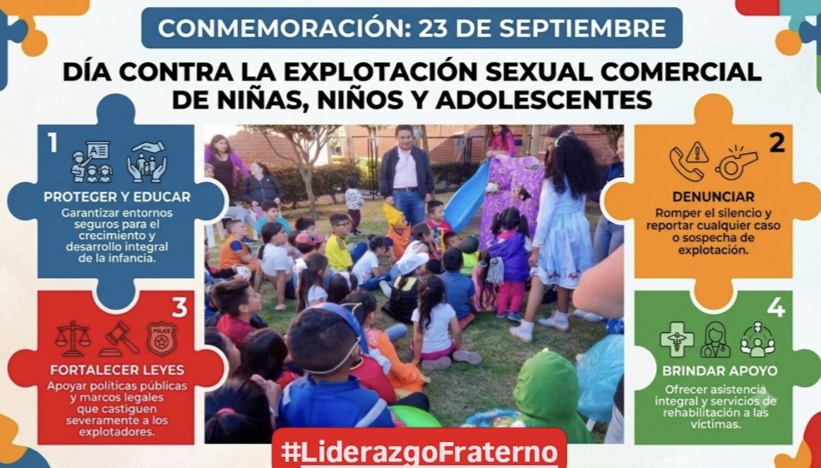 JoseLuisLider7's tweet photo. Hoy 23 de septiembre alzamos la voz contra la explotación sexual comercial de niñas, niños y adolescentes. La coherencia exige priorizar su bienestar con entornos seguros y leyes firmes.  
​¡Los niños de Bosa no están solos! 🤝
​#LiderazgoFraterno #NiñezProtegida #Bosa https://t.co/ece7XhOIh1