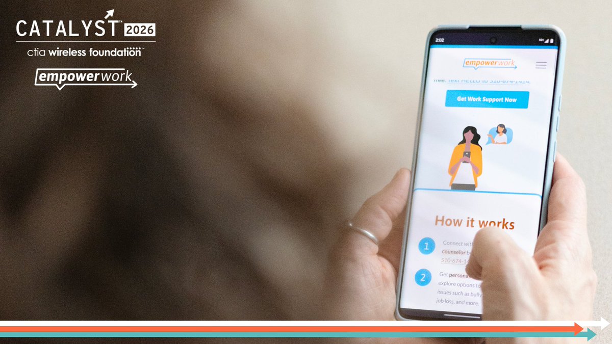WirelessFdn's tweet photo. Our #Catalyst2026 Winner @empowerwork is an SMS and RCS platform that provides peer counseling to vulnerable and low-income workers struggling in the workplace. Learn more about this year’s Catalyst winners: https://t.co/6p9SDo9xPf https://t.co/f4TPuroHlq