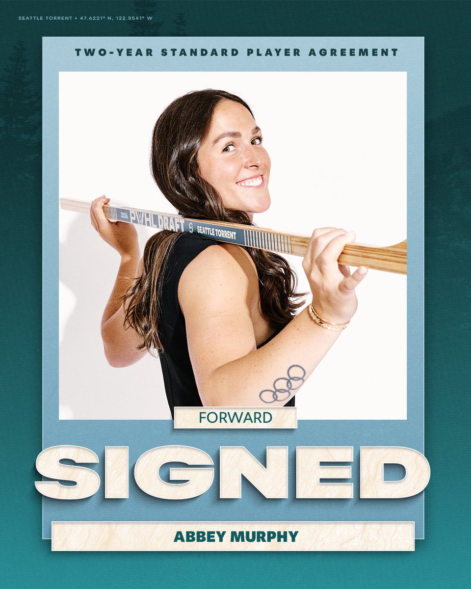 PWHL__Seattle's tweet photo. Murph made it official ✍️

The Seattle Torrent have signed 2026 Olympic gold medalist and second-overall pick Abbey Murphy to a two-year Standard Player Agreement.
📰 https://t.co/FJGGW2i1QX https://t.co/LLlzyDjR5r