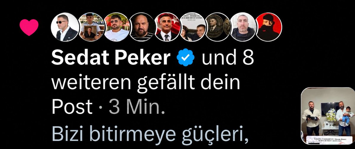 Hizirpence's tweet photo. Kıymetli Reisim, ağabeyim Sedat Peker… Beğeniniz gönlüme dokundu. Çok kıymetli, çok anlamlı benim için. Reisim, selamınız başımın gözümün üstünde. 
Kardeslerim sizede tesekür ederim begeninizden dolayı  .❤️ @sedat_peker https://t.co/rFeeBKXfye