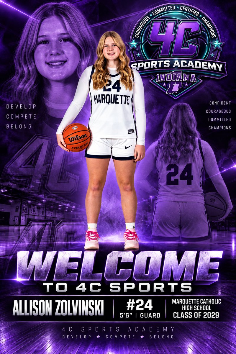4CSportsAcadIN's tweet photo. Happy to have Allie with our ‘29 group!  Allie is a high IQ kid who knows how to make the right play. She is a threat from the 3-point line and uses her strength to get into the paint. Can’t wait to get going with Allie and the group! #4CSportsAcademy https://t.co/yzfJquMUxH
