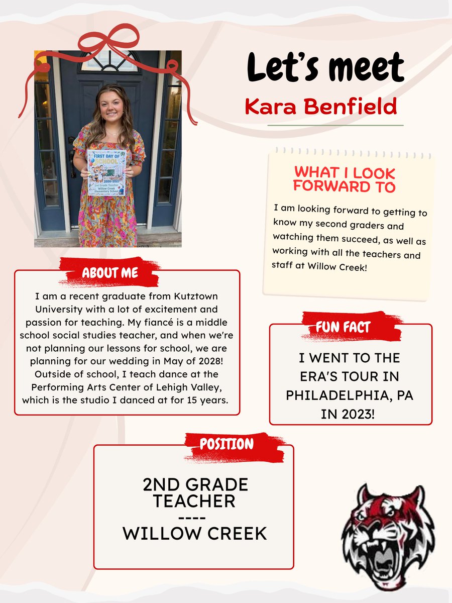 FASDTigers's tweet photo. Welcome to the Fleetwood family, Kara Benfield!  We’re so excited to have you join Willow Creek as a second grade teacher. We hope you enjoy your very first year! https://t.co/VDhdg7VHyv