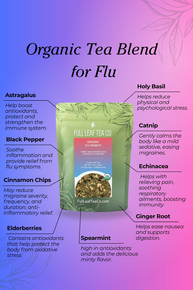 FullLeafTeaCo's tweet photo. Feeling under the weather?
πΏ Astragalus
πΆοΈ Black Pepper
π Cinnamon Chips
π« Elderberries
π± Spearmint
π± Holy Basil
π Catnip
πΈ Echinacea
π« Ginger Root
#FluSeason #HerbalTea #ColdAndFluRemedy #OrganicTea #LooseLeafTea #FullLeafTeaCo #ImmuneSupport #NaturalRemedies #HerbalRemedies #TeaBlend
