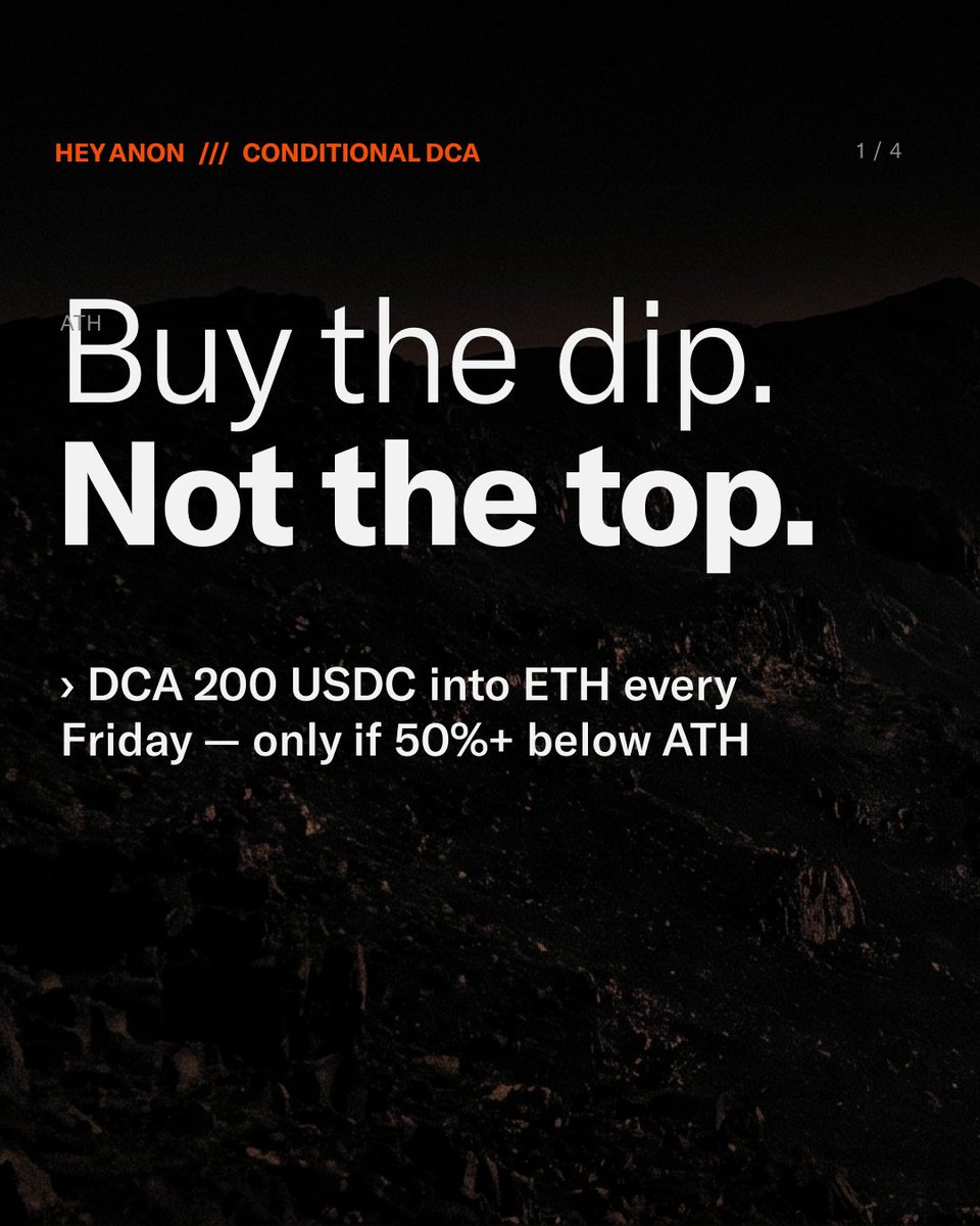 HeyAnonai's tweet photo. Price Sensitive DCA

→ Buy if it's cheap, skip if it's expensive.

→ Agentic automation to help you get the best average entries.

→ Works across 18 blockchains, such as trading on Robinhood.

https://t.co/nwUszKJgNi