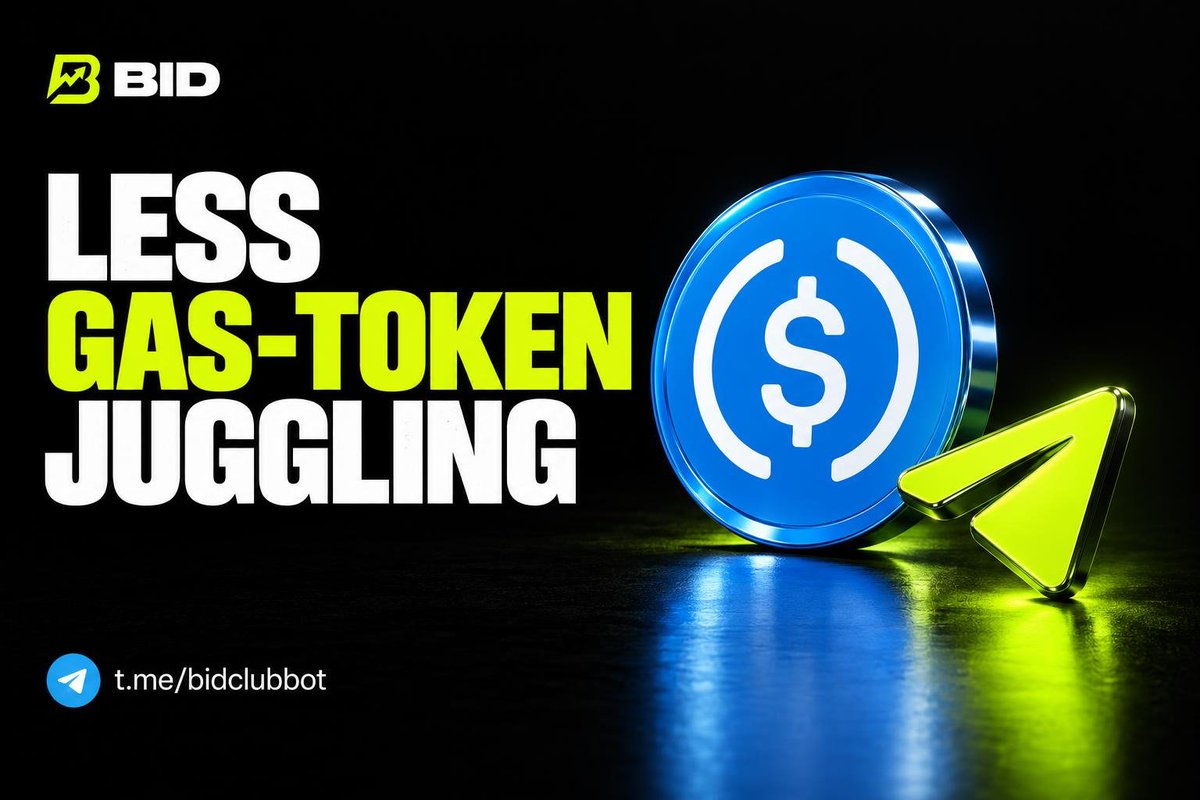 TheBidApp's tweet photo. Less gas-token juggling.

BID's unified USDC balance lets you trade on supported chains without keeping separate gas tokens for that flow.

Open BID: https://t.co/F4xwmLAE2v https://t.co/N8SuKjG9PY