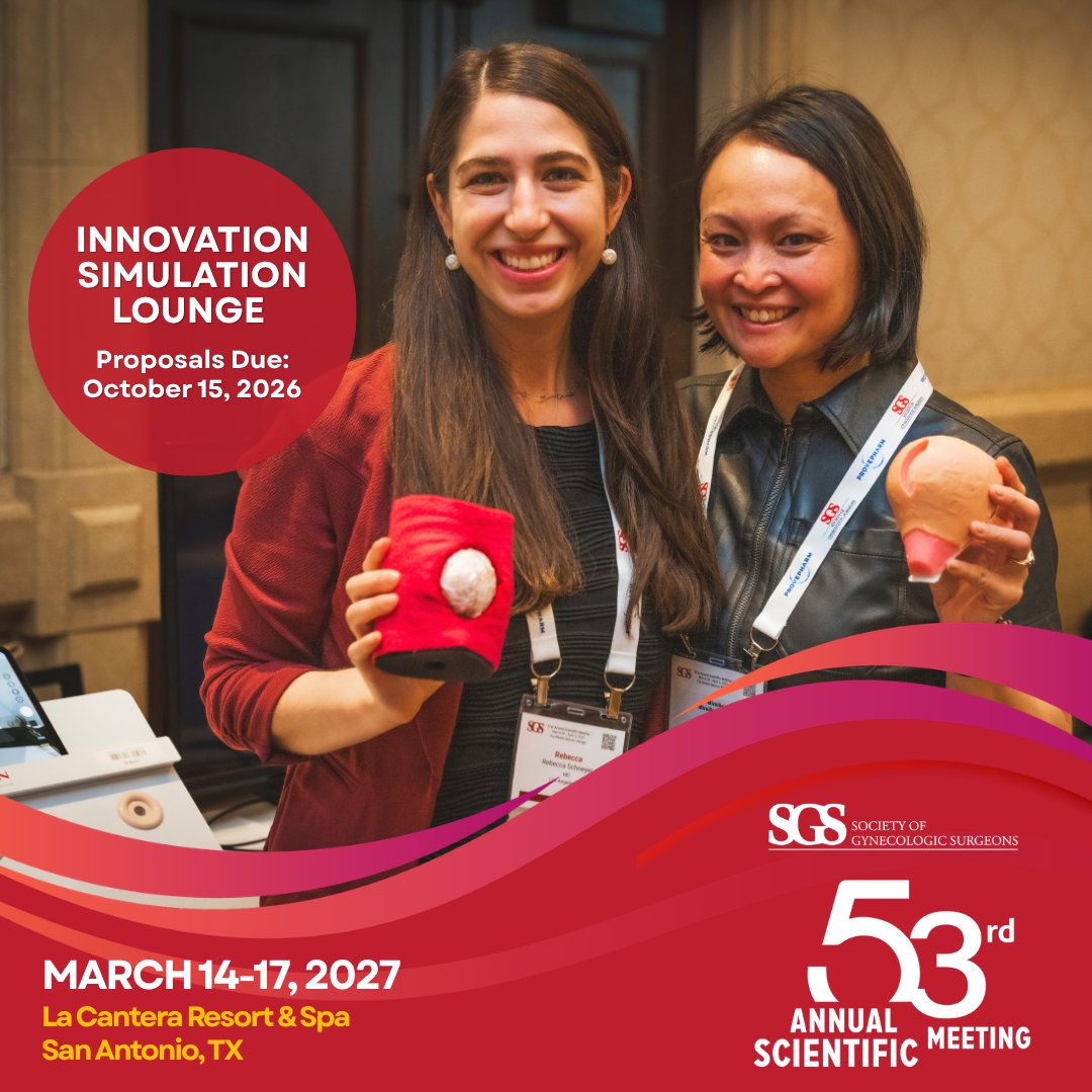 GynSurgery's tweet photo. There's still time to submit your proposals for the Innovation Simulation Lounge at #SGS27! Showcase your cutting-edge surgical simulations, models, and more in San Antonio on Monday, March 15, 2027 from 6:30 – 7:30 AM.

Submissions are due October 15! 🔗 https://t.co/jRv0y7HWOF https://t.co/NfvTnftpOx