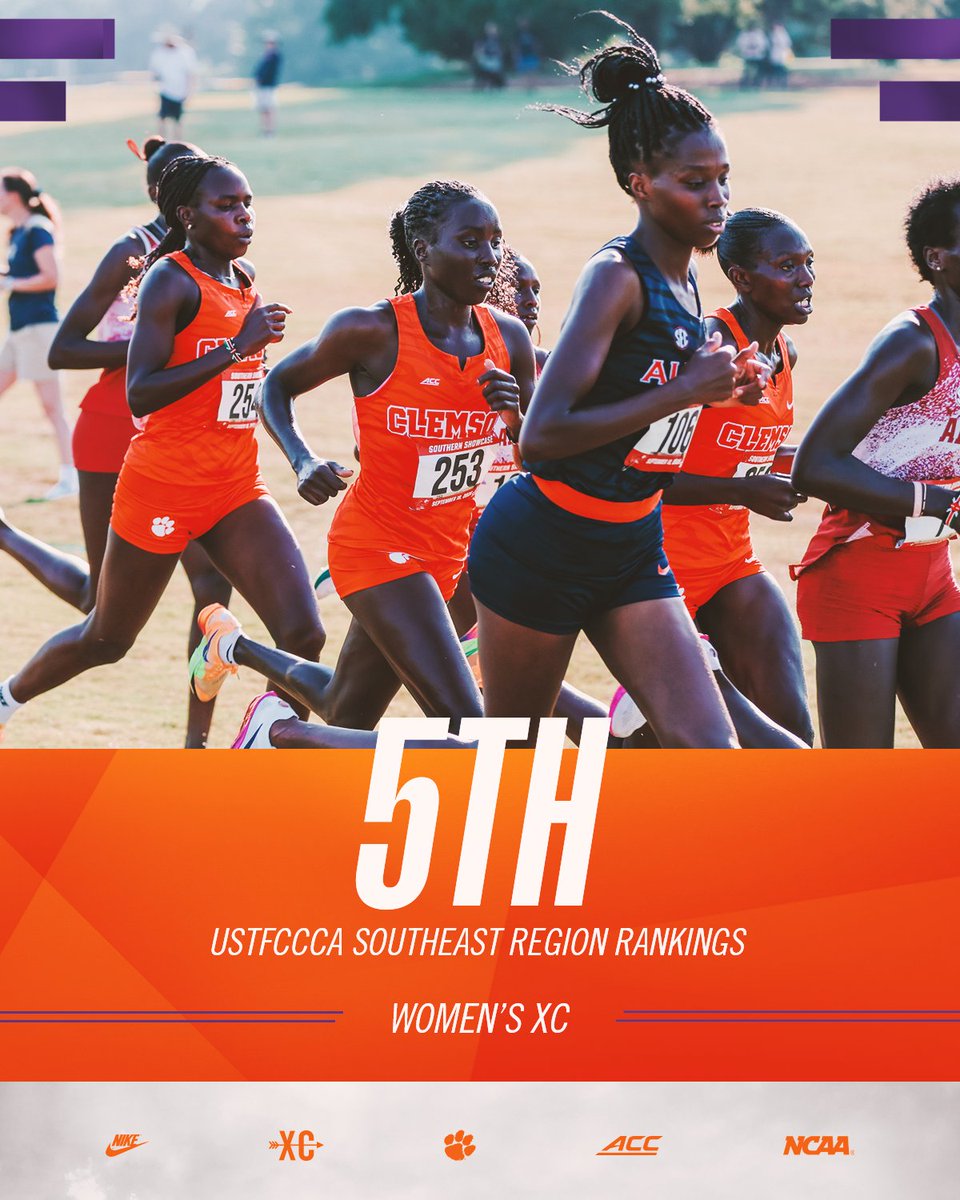 ClemsonTrackXC's tweet photo. Our women are ranked FIFTH in the Southeast Region 👏 https://t.co/AQ5dF8DK7Y