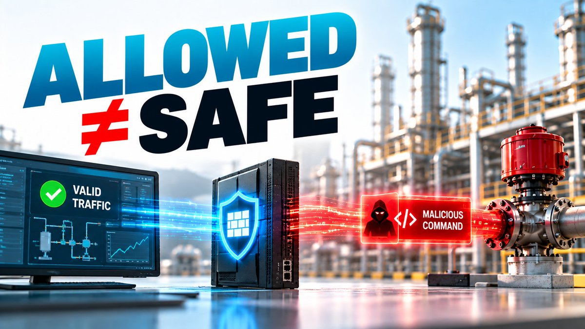 Techwem's tweet photo. A packet can be valid.

The protocol can be allowed.

The command can still be dangerous.

In OT, cybersecurity must understand more than source, destination and port.

It must understand intent.

🎥 Full breakdown: link in description

#OTCybersecurity #ICS #SCADA https://t.co/MY7LqONu3v