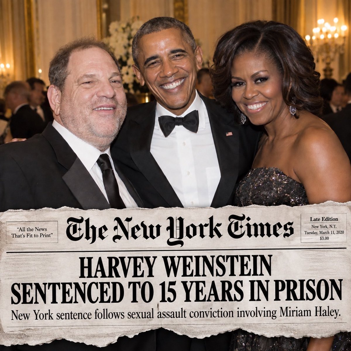 GuntherEagleman's tweet photo. Harvey Weinstein wasn’t just some random Hollywood dude around the Obamas.

He raised money for Barack, went to the White House, Michelle even called him a “good friend,” and Malia later interned at his company.

Those ties were real…

And man, they looked a whole lot worse once everything came out.