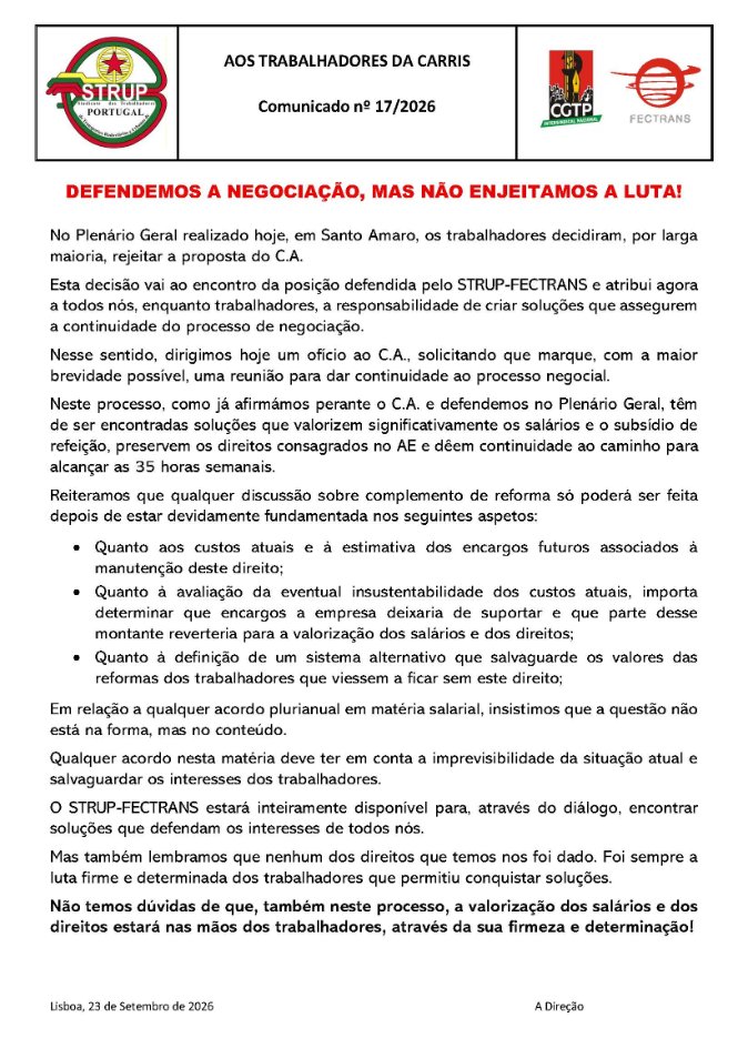 fectrans's tweet photo. Trabalhadores rejeitam proposta da administração https://t.co/f8X5preV4v https://t.co/sELvZWjZp2