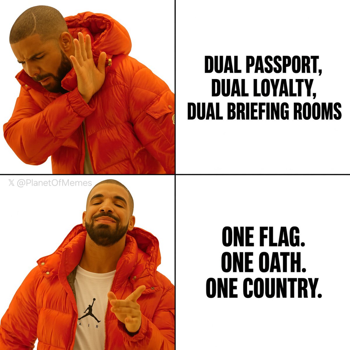 PlanetOfMemes's tweet photo. Dual citizenship is fine for private citizens

Dual citizenship should disqualify you from writing U.S. law https://t.co/Wa108AJlTz