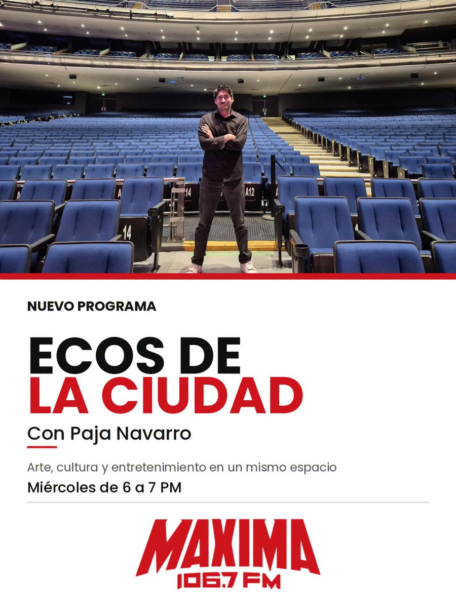 ELPAJANAVARRO's tweet photo. Amigos,hoy arrancamos🎙️"Ecos de la Ciudad”
Nuevo espacio en @MAXIMA1067FM donde el arte, cultura y entretenimiento se encuentran. Charlaremos sobre lo que pasa en GDL:expos,música,cine, teatro y todo lo que mueve la escena cultural
📅 Miércoles de 6-7 
📻 Por el 106.7 FM https://t.co/XONcnZybFj