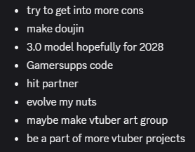 VelvetNoirVT's tweet photo. For those who missed my stream, these are my goals for the next few years!! https://t.co/PYo30PsHtm