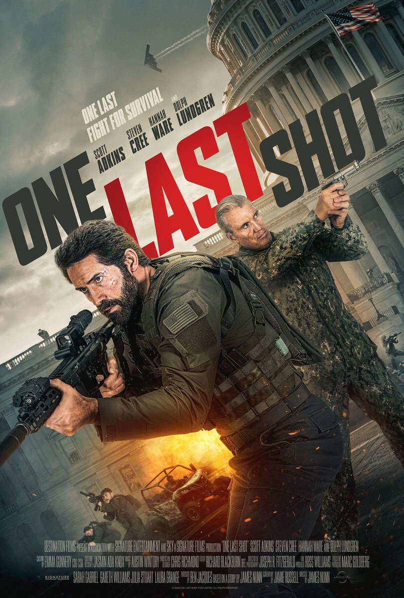 hekkuso's tweet photo. 『ONE LAST SHOT』観た。
本国へ送還されるはずだったアドキンスが人質救出部隊の一員となって新たな任務へと赴く！潜入して安全確認をする際や旧友と対峙した際にちゃんと緊張感があって展開もスムーズ。ケイン・コスギとのタイマンやバギーチェイスもあって面白かった。最高の三部作になったぜ！ https://t.co/qvLpbFw4pX