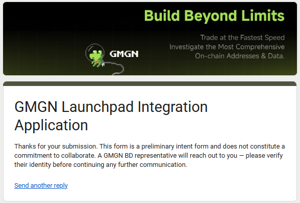 ForexFunPad's tweet photo. Our Launchpad Integration Application is sent @gmgnai https://t.co/MnJr8uguql