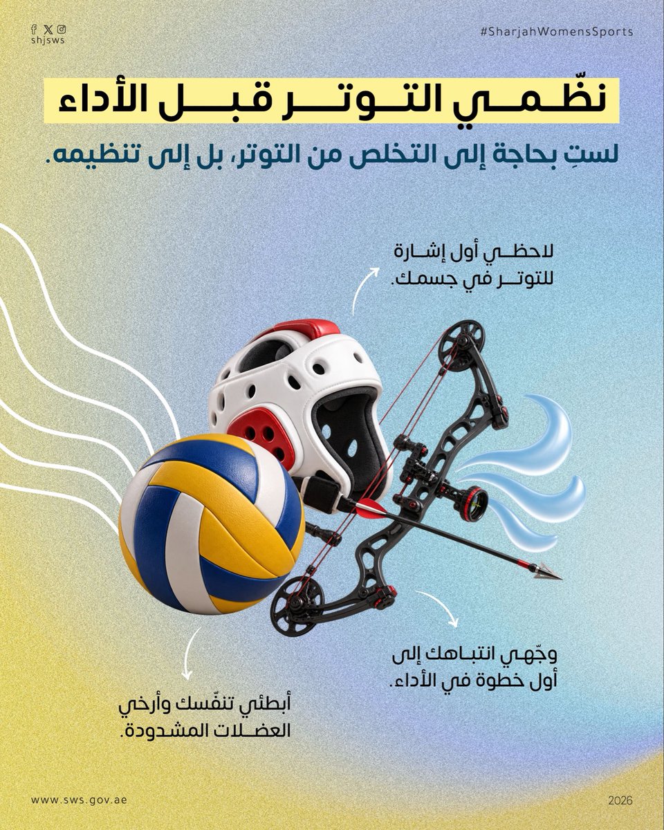 shjsws's tweet photo. قبل المنافسة… لا تدرّبين جسدك فقط، درّبي عقلك أيضًا. 🧠🏆

التوتر طبيعي، لكن طريقة تعاملك معه تصنع الفرق.
من ملاحظة أول إشارة للتوتر، إلى تنظيم التنفس وتوجيه التركيز نحو الخطوة الأولى… ابدئي استعدادك الذهني قبل لحظة المنافسة.

هدوءك جزء من أدائك. 🎯 https://t.co/NTL4XugxR0