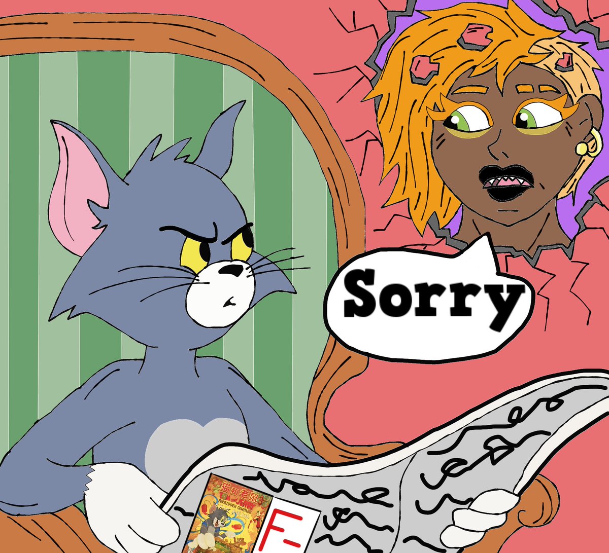 StegenJimmy's tweet photo. So @tigressdeeNSFW was part of a WILD party! But after some few dance moves she accidentally hits the wall face first, she is 100% OK, but the neighbour's Cat was a bit annoyed๐พ
#Fanart #WildParty #FaceFirst #TomandJerry https://t.co/qdFRcguDpA