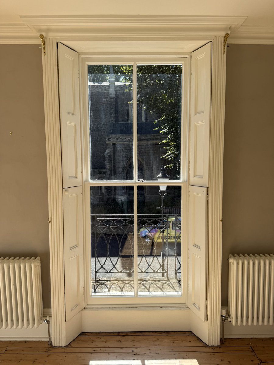 BarnsburyCo's tweet photo. Original sash windows, carefully preserved.
These historic timber sashes on a listed property in North London have been fully restored and hand painted, retaining their original proportions, fine glazing bars and character.
#HeritageJoinery #SashWindows #ListedBuildings https://t.co/4v307O8nXh
