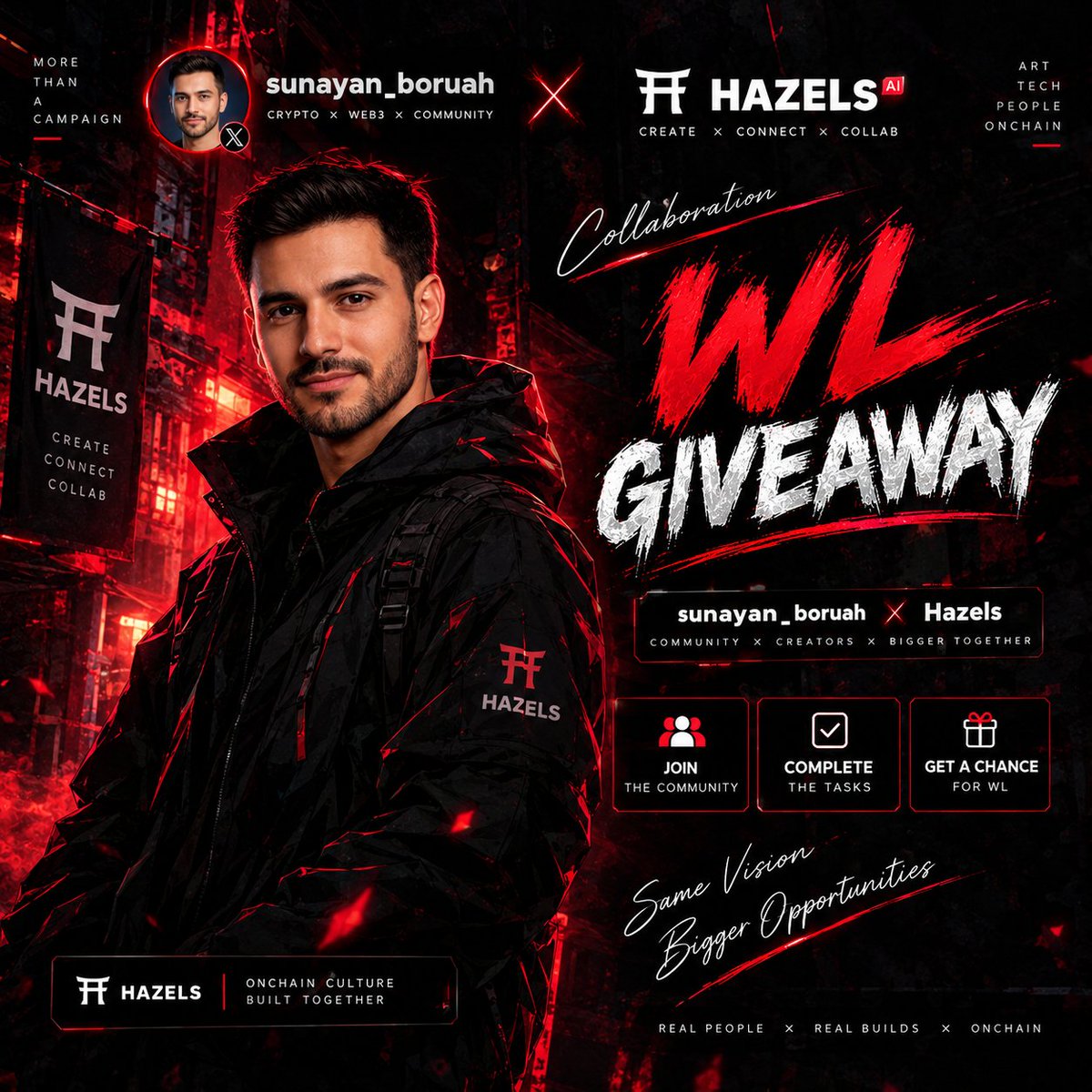 sunayan_boruah's tweet photo. 🎁 WL GIVEAWAY 👾
Let’s get you in! I’ve got 3 exclusive WL spots for @0xhazels and I’m giving them away to the community.
To enter:
1️⃣ Follow @sunayan_boruah, @Rosaaa & @0xhazels
2️⃣ Like + RT this post
3️⃣ Drop your Hazels UID in the comments 👇
📌 How to find your UID:
Go to https://t.co/sO9llmz2ll → click your profile in the top-right → copy your UID.
Good luck everyone 🫶
Let’s build together. 🔴🖤