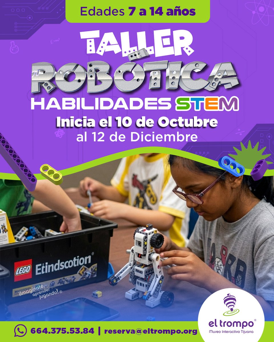TrompoMuseo's tweet photo. ¿Tienes un fan de la tecnología? 👀
Encuentra su nuevo lugar favorito para aprender. 🤖⚙️ Una experiencia donde la curiosidad se convierte en aprendizaje y cada sesión trae algo nuevo por resolver.
💜 ¡Inscríbelo y asegura su lugar!
#ElTrompo #Robótica #HabilidadesSTEM #Tijuana https://t.co/NdIzUuGbRk