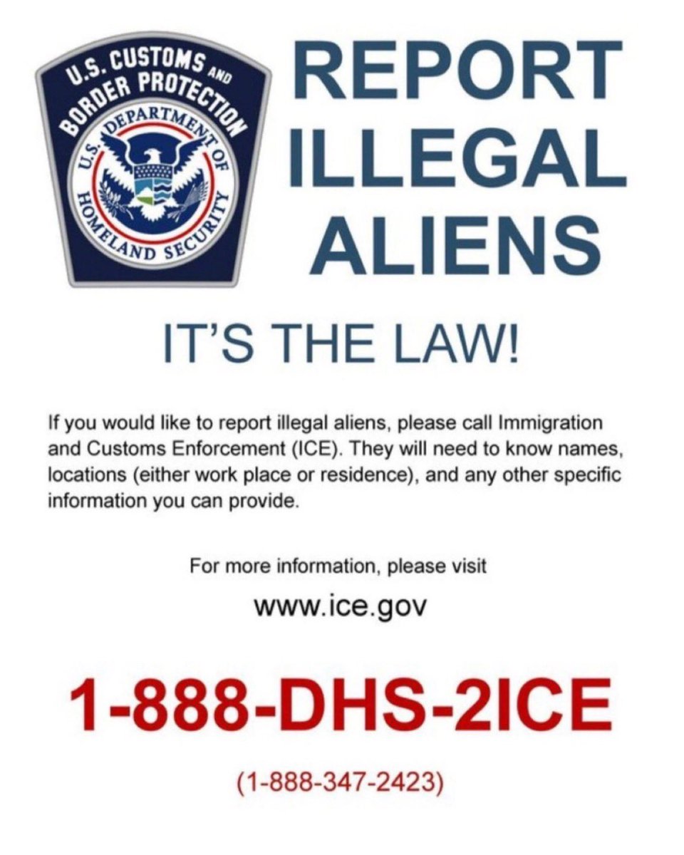 Milajoy's tweet photo. The ONLY way we will get our country back is if every single America helps to REMOVE all illegal invaders. 

Keep this number handy. 

Use it.

A lot. https://t.co/n0ew9FhlKi
