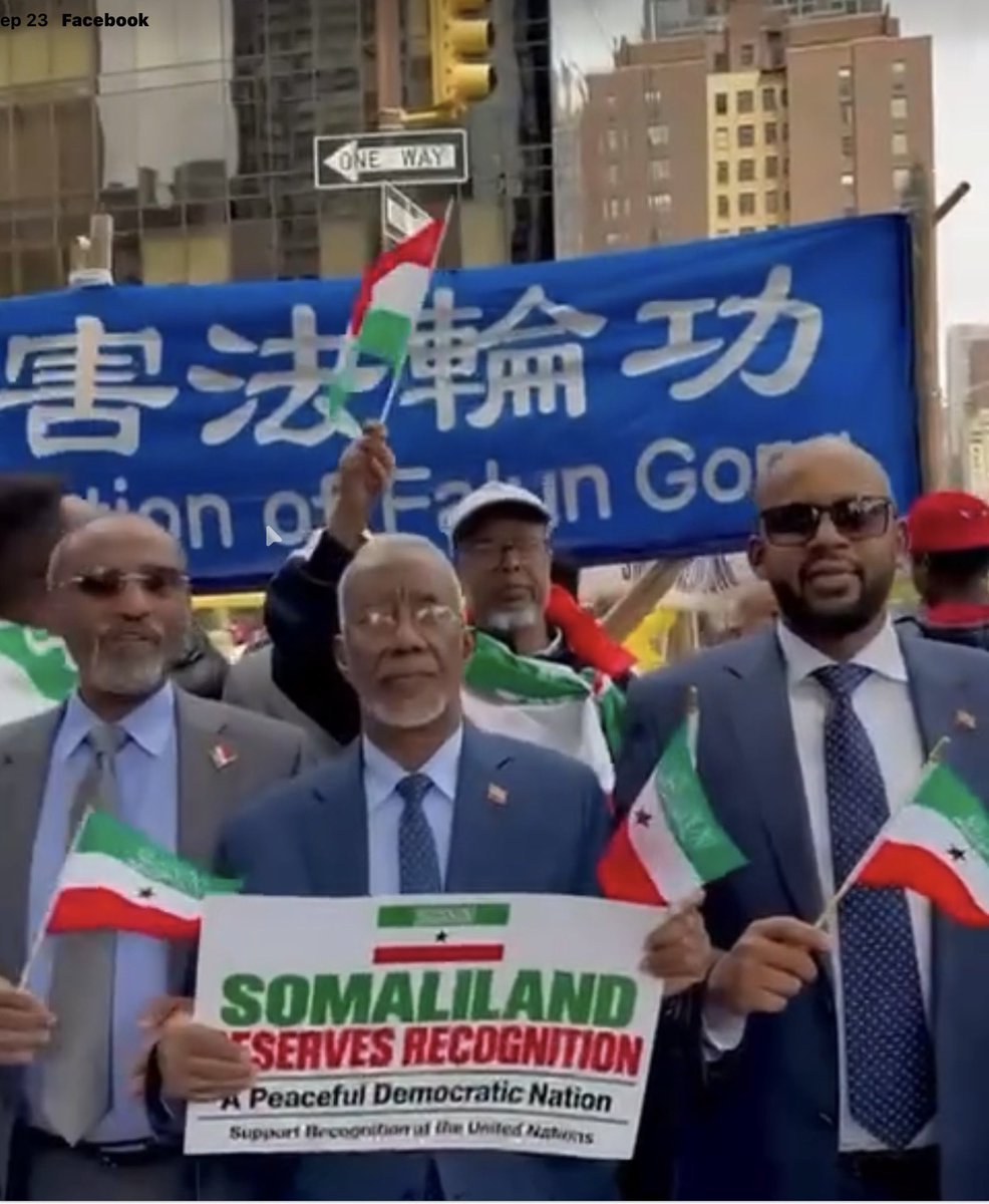 CabdulfataaxD's tweet photo. Today, thousands of Somalilanders gathered at Dag Hammarskjöld Plaza, just steps from United Nations headquarters in New York, as world leaders filled the General Assembly for its high-level week.

The rally achieves four things. First, it lets world leaders, many of whom may know little about Somaliland, see with their own eyes a people standing firmly behind their cause.

Second, it emboldens the voices of reason who already know, yet still speak quietly, that what sits in Mogadishu is a political gang dressed as a government, much like Maduro's in Caracas.

Third, it sends a clear message that every people deserves freedom from a ruthless and merciless ruler, one who has driven hundreds of thousands of his own clan from their homes and spent the proceeds on luxury mansions in Turkey's most exclusive neighbourhoods.

Finally, it reminds the world that Somaliland stands right on the Bab el-Mandeb, precisely where the world needs a dependable partner against the Houthis, a terrorist group with whom HSM and his circle sympathise.