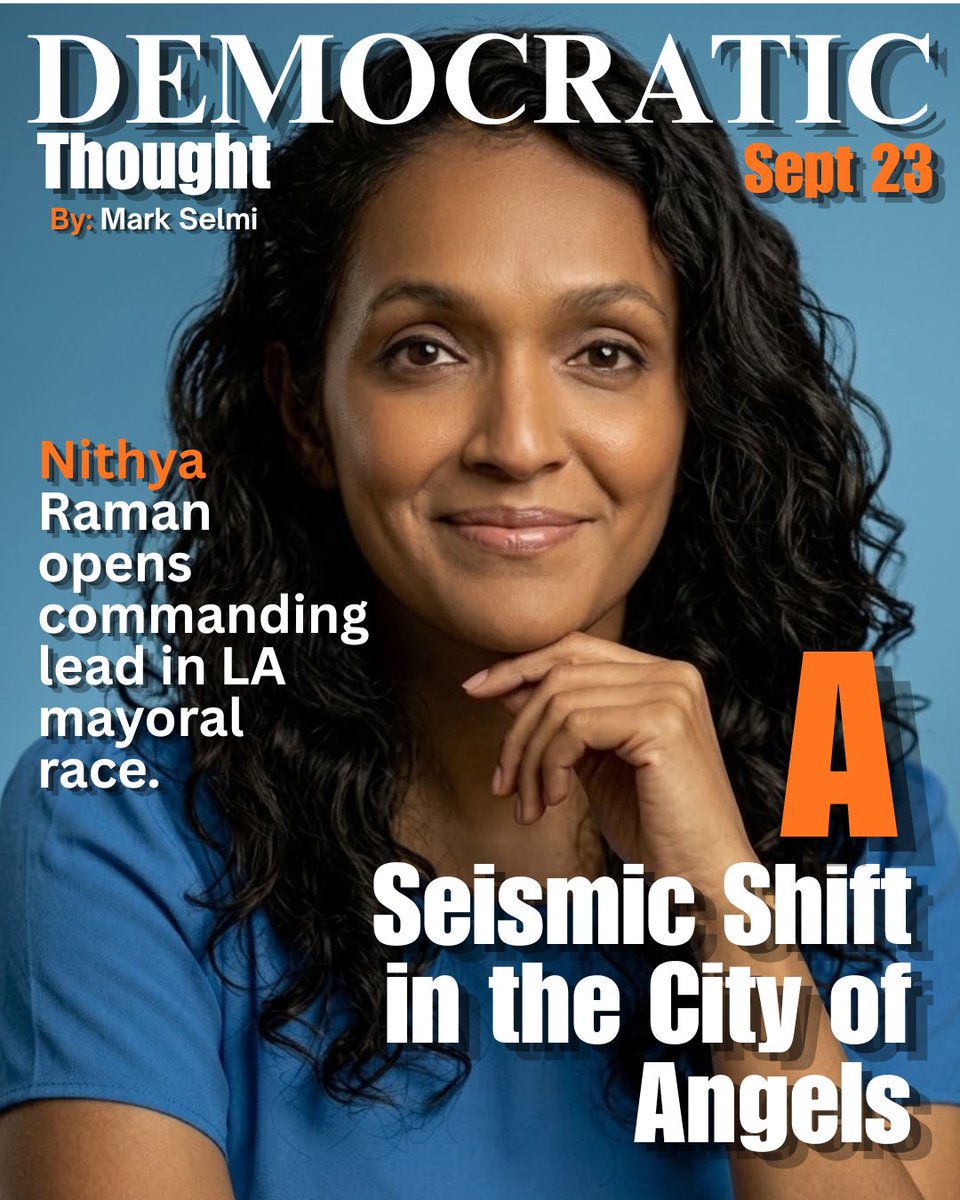markselmi's tweet photo. The political landscape in LA is undergoing a seismic realignment, as evidenced by fresh polling from the LA Times &amp; Berkeley. Once considered a significant underdog, Nithya Raman has not merely closed the gap with Mayor Karen Bass but has shot up to command a growing landslide. https://t.co/XarA3Qffou