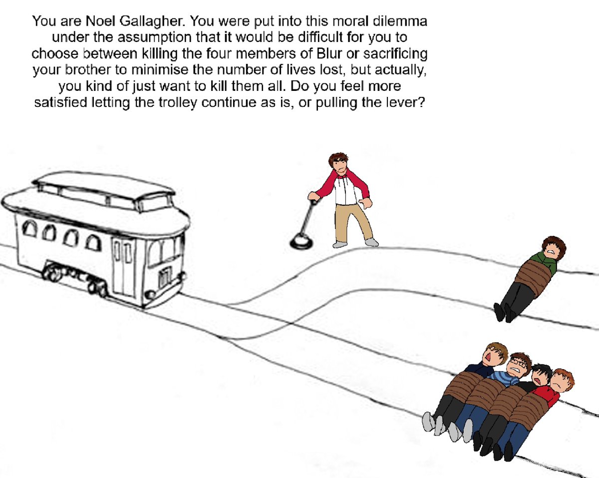 gore_treats's tweet photo. i call this one the trolley problem of britpop https://t.co/0jkjPJdIjw