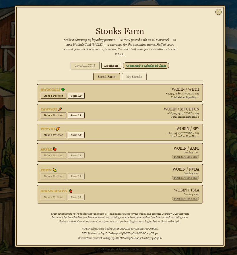 WobinHood_RH's tweet photo. $wobin owns a stonks farm.

Coming Soon...Testing my cwops https://t.co/PQNuOEnZ6J