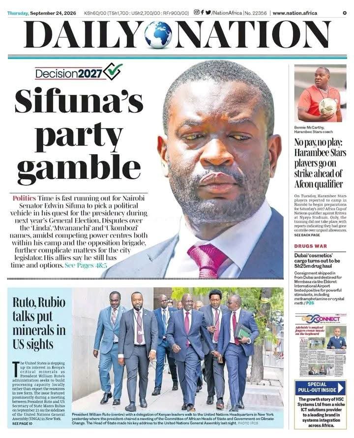 Wiki_Kenya's tweet photo. Morning lovelies 🌞☀️🌄 

Take a look at today's BOLD HEADLINES 🚨

Security Council Ukombozi Davido Uhuru #RailaAirways #PresidentInteracts sheila mutundi ruto delivers Kenya's Dental Pride arrow dental centre UNGA Fixing The Nation🤝 https://t.co/iGnJBLx7LC