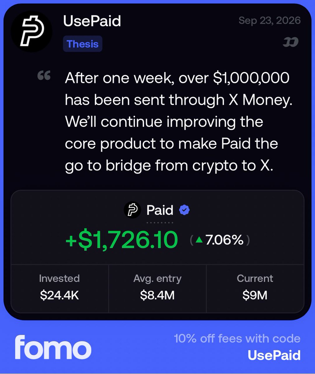 UsePaid's tweet photo. Check out the new UsePaid team account on @fomo.

$PAID is currently a top 10 held coin on @fomo, aiming for #1! https://t.co/neQNi3plGp