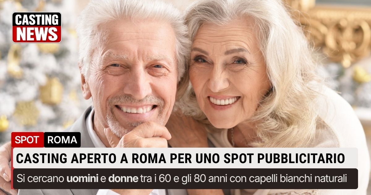 CastingNewsPro's tweet photo. 🎬 Casting a Roma per uno spot pubblicitario: si cercano uomini e donne dai 60 agli 80 anni con capelli bianchi naturali, domiciliati a Roma o nel Lazio. Riprese a metà ottobre. #CastingRoma #SpotPubblicitario #CastingNews https://t.co/W4C5WmJq5r via @CastingNewsPro https://t.co/5Wa4uU2o8r