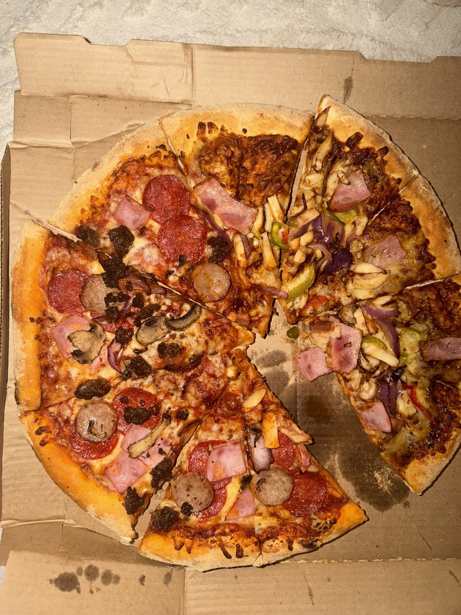 lambchopcapital's tweet photo. black guy delivered my dominos pizza an hour late cold and with a slice missing #blackexcellency https://t.co/zPFOyyzzjR