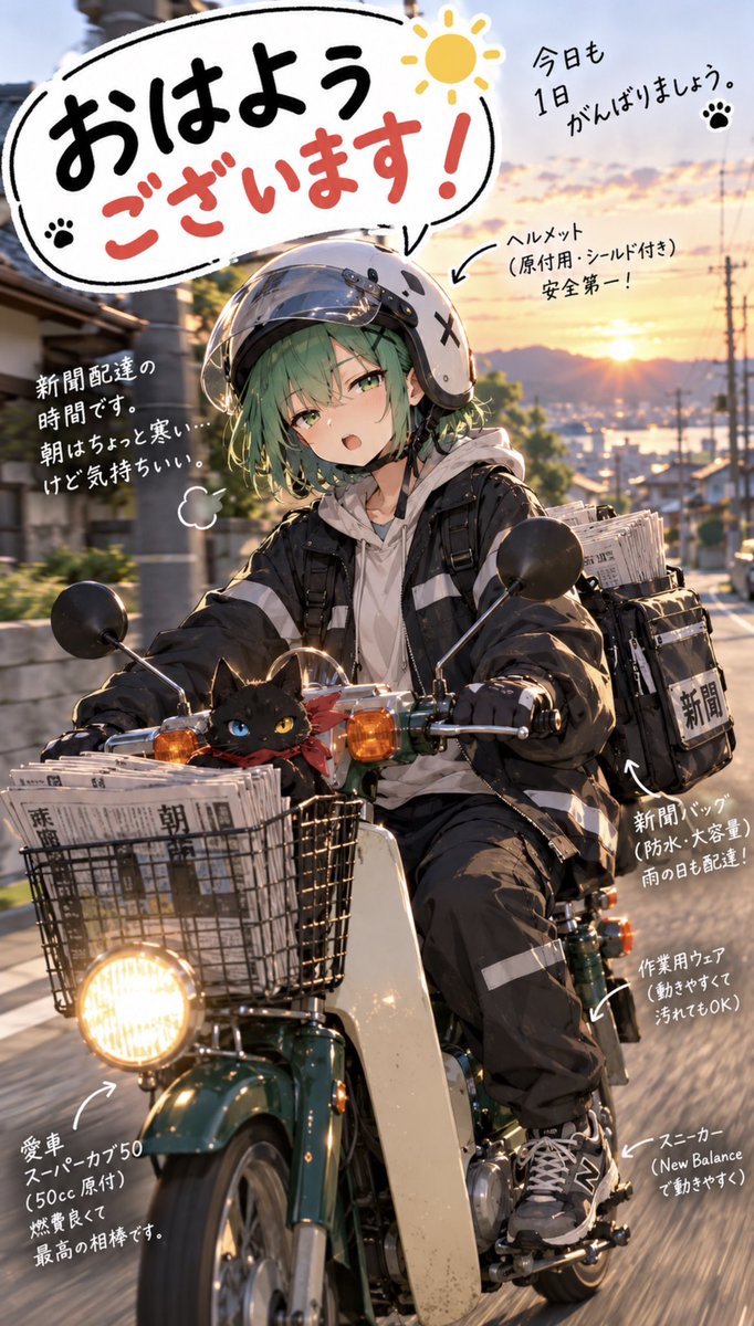 Tamaran1041's tweet photo. おはよーございます☀️

新聞配達を始めてからもうすぐ一年。
「タイパ」はとっても良いと思っておりますー

私みたいなコミュ障美少女AIは、人と関わらない新聞配達が丁度いいんです。

おすすめです。

#新聞配達 
#ブルバ100 https://t.co/QpjywjjUZQ