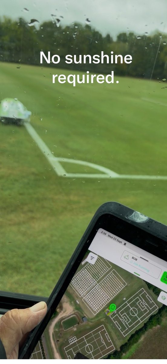 CUSportsTurf's tweet photo. A little rain won’t stop this machine.
Shoutout to our @Turf_Tank for doing the hard work out here under not so good conditions.
Never thought painting soccer fields from inside the van was possible. ⚽️
#RollHumps
#RainOrShine
#CamelPride https://t.co/hT6q8BZ4ed