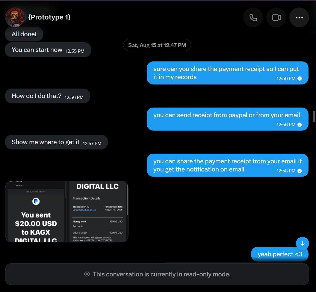 ChaoVtuber's tweet photo. Public heads-up about @AllendeElliott

We Agreed on $200 for a custom art piece. He paid $20 upfront

He approved the final work

Then 2 months of no responses. Today he said he'd pay. I asked for the screenshot.

He blocked me.

Screenshots below. If he pays, I'll delete this. https://t.co/ZWsB4U92bq