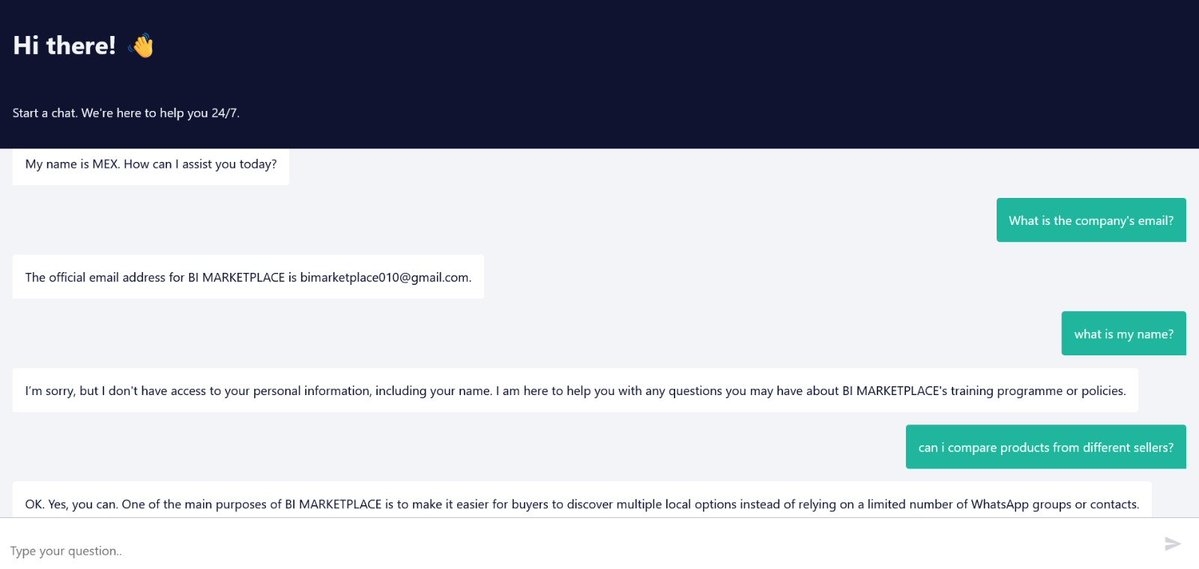 Nwaobachilyp's tweet photo. #TASK8
Today with @HavilahAcademy, I built an AI-powered customer support chatbot for BiMarketplace 🛒🤖
Another challenge completed. Excited for what’s next! 🚀
#Havilah_Academy #LearningInPublic #BiMarketplace #AI https://t.co/Ifg7VpXv28