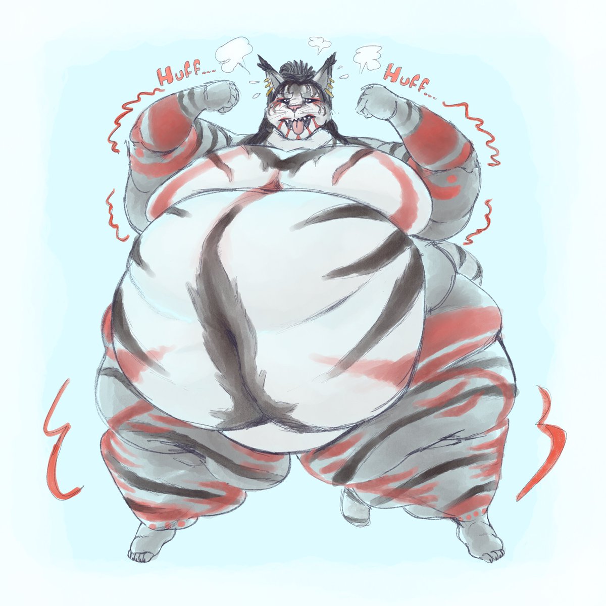 VulpGulps's tweet photo. Fat Khajiit showing off his muscles, for @Xeno390, ty! :3 https://t.co/XB4yM1XYLf
