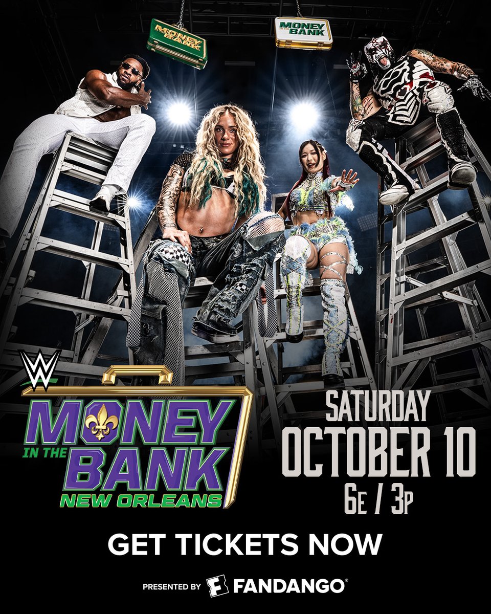 WWE's tweet photo. Can't make it to New Orleans? @Fandango has got you covered. #MITB is coming to a big screen near you and tickets are on sale now! 🍿

🎟️: https://t.co/7JEphc8dkl https://t.co/JZXmvU4aHy