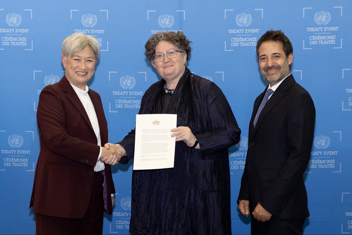 SenatorWong's tweet photo. Today, Australia ratified the High Seas Biodiversity Treaty, an important step towards protecting our shared ocean. 

We are working with partners to safeguard our marine environment because what happens on the high seas affects our environment, economy and way of life. https://t.co/8zwUKuDAZa