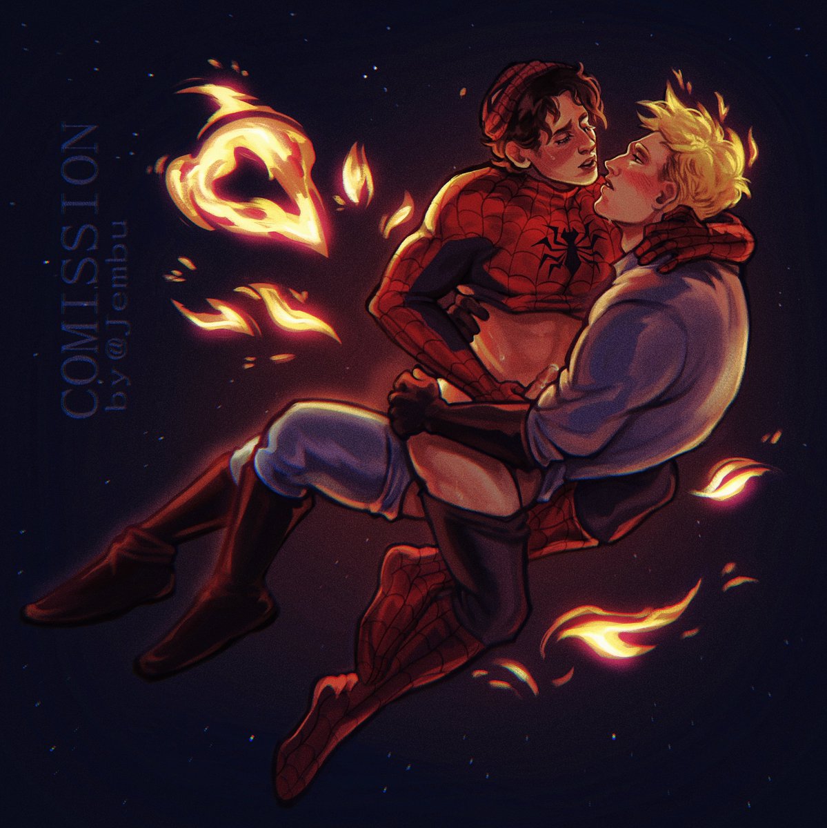 Jembuartist's tweet photo. spicy comm with #spideytorch 🎇 https://t.co/IkipDaZU3K