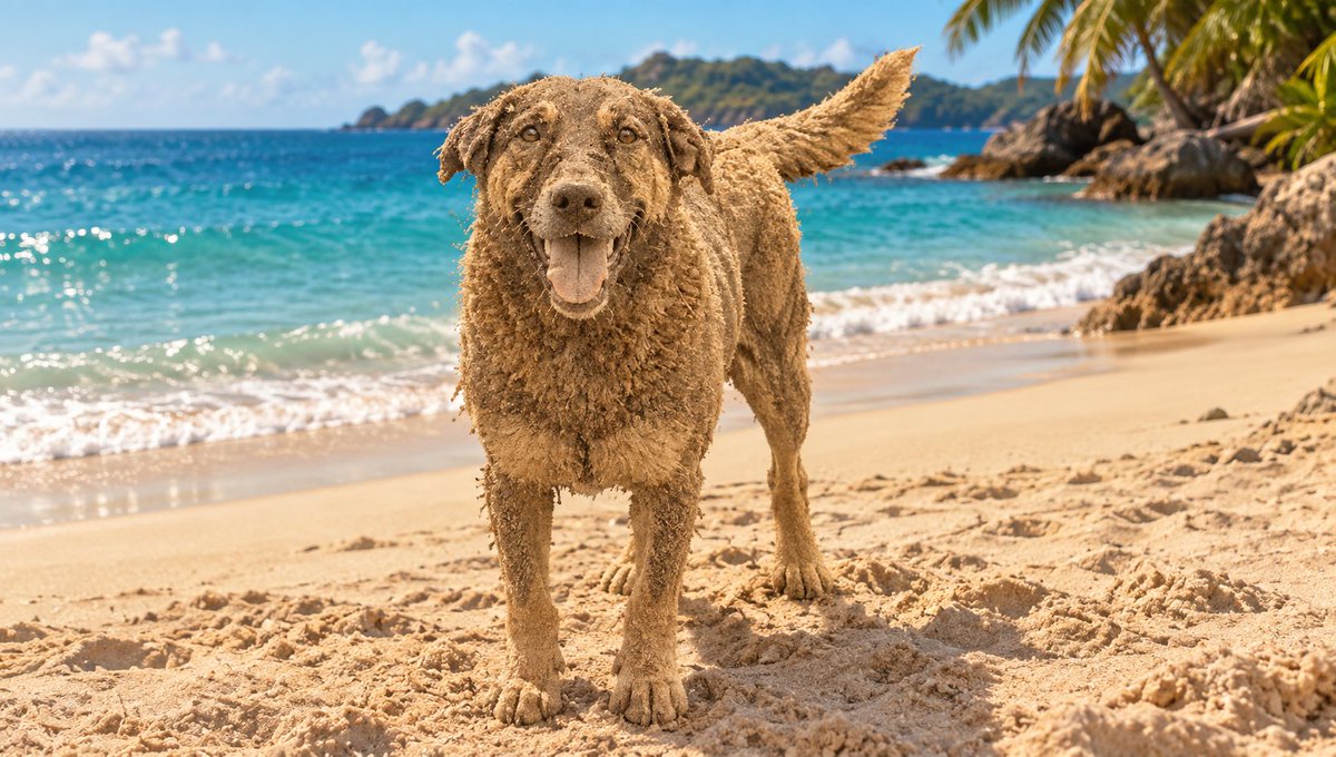manticmage's tweet photo. *vou à praia com meu amigo*

— Ah, cara! Tá muito quente! A gente tinha que escolher logo esse dia de cão pra vir à praia...

— Au au! São meus dias favoritos! — late o humilde cachorro areia, emergindo do solo. https://t.co/5ROnZThkqa