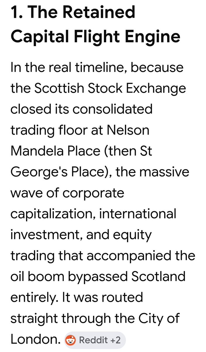 IndyLassie's tweet photo. The chronological overlap of 
Scotland striking oil and WM closing our stock exchanges is one of the most stark, structural plot twists in modern Scottish economic history.

From a perspective of absolute historical realism, the timing is incredibly precise and telling.
#Scotland https://t.co/XNrgnz9SdH