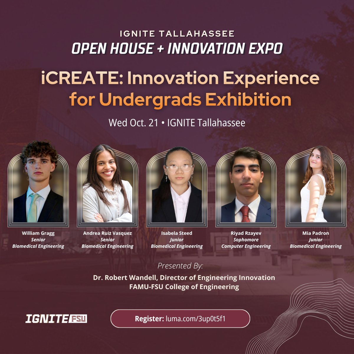 IGNITEFSU's tweet photo. Donโt miss an exhibition of student innovators at the ๐๐ช๐น๐ฌ๐จ๐ป๐ฌ: ๐ฐ๐๐๐๐๐๐๐๐๐ ๐ฌ๐๐๐๐๐๐๐๐๐ ๐๐๐ ๐ผ๐๐
๐๐๐๐๐๐
๐๐๐๐๐ during the IGNITE Tallahassee Open House + Innovation Expo on Wed, Oct. 21!
Link: https://t.co/CAZnW4HXlN
#IGNITEFSU #iCREATE https://t.co/c5CHSOtrUa