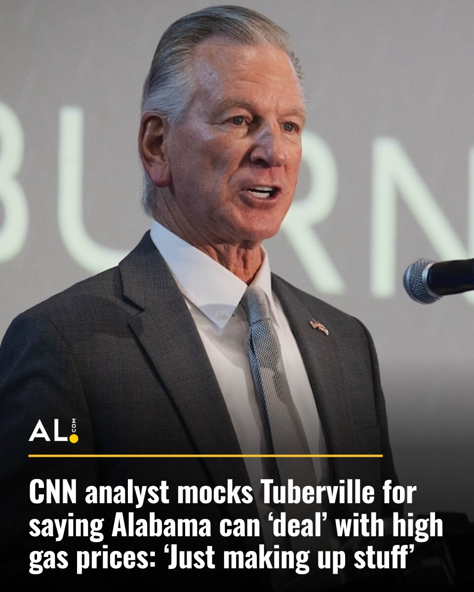 aldotcom's tweet photo. U.S. Sen. Tommy Tuberville told a reporter that Alabama residents voted for President Donald Trump and are willing to pay high gas and diesel prices to support his war in Iran. https://t.co/cltFAYTw5G