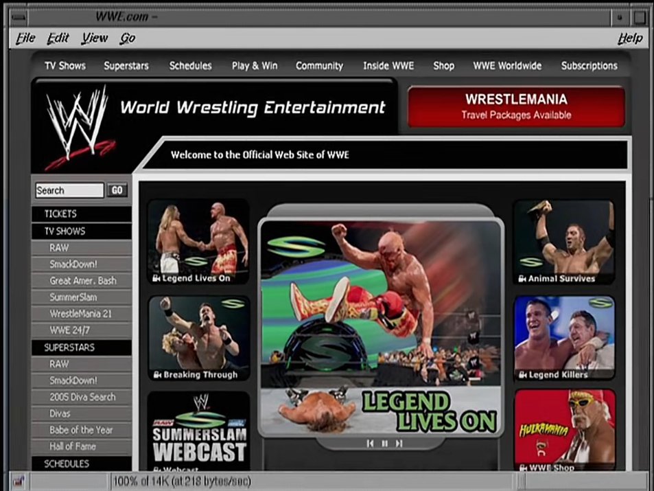 RuthlessAggresr's tweet photo. The WWE website in 2005 https://t.co/gVPZhGc59f